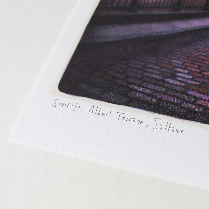 Sunrise, Albert Terrace, Saltaire signed limited edition giclée print by Nick Tankard