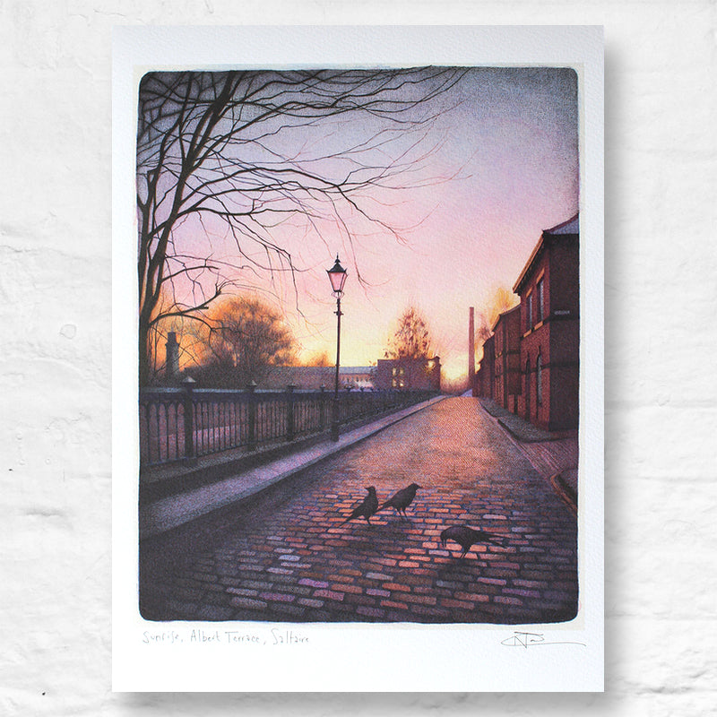 Sunrise, Albert Terrace, Saltaire signed limited edition giclée print by Nick Tankard