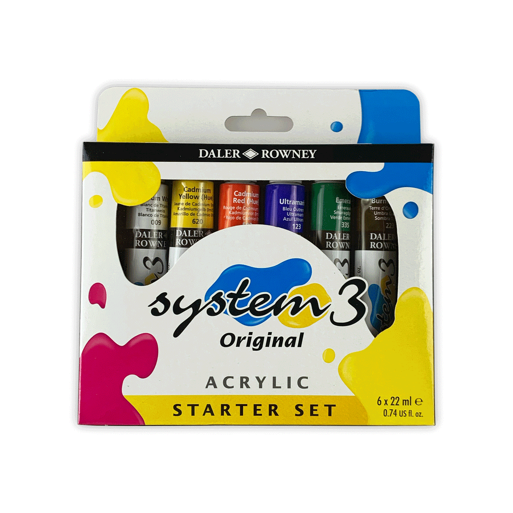System 3 Acrylic Starter Set (22ml x 6) by Daler Rowney