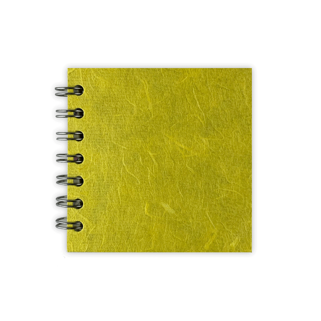 Yellow Square Notebook by Pink Pig (4x4 inches, Thai silk cover)
