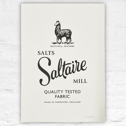 Salts Mill Archive Label Hand Pulled Screenprint by Rachael Lightowler