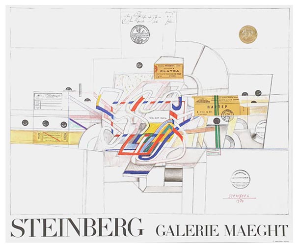 Ticket Exhibition Poster by Saul Steinberg, 1970