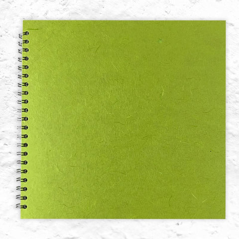Lime Green Square Notebook by Pink Pig ( 11x11 inches, Thai silk tissue cover)
