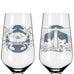 Brauchzeit Beer Glass Set #7, #8 with Lighthouse Illustration (3471004) - des. Philip Harris for Ritzenhoff