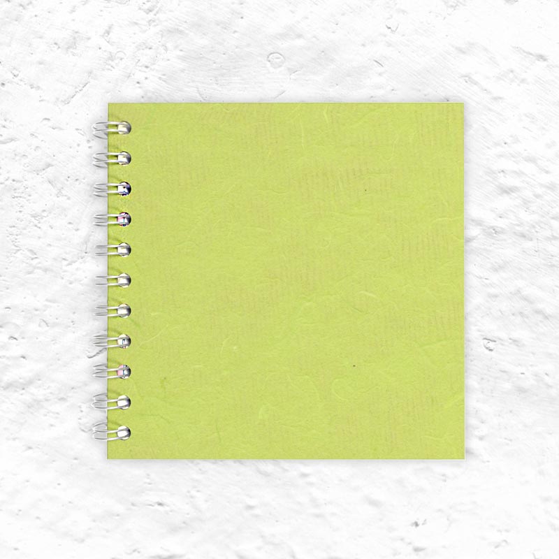 Lime Green Square Notebook by Pink Pig (6x6 inches, Thai silk cover)