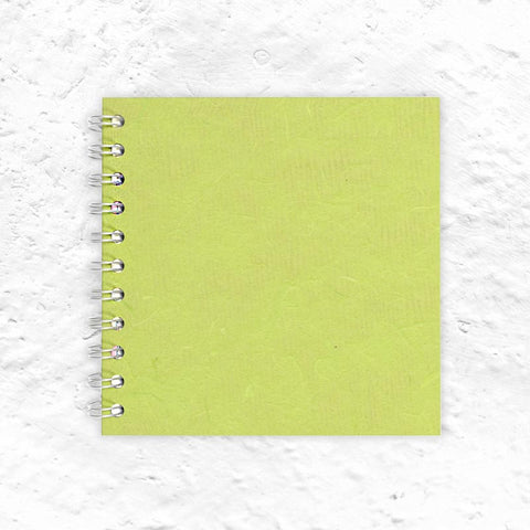 Lime Green Square Notebook by Pink Pig (6x6 inches, Thai silk cover)