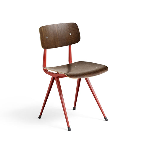 Result Dining Chair by Hay - smoked oak seat, tomato red legs