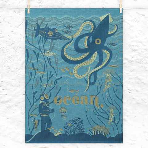 Abyss (Abysse) Tea Towel, by Tissage Moutet