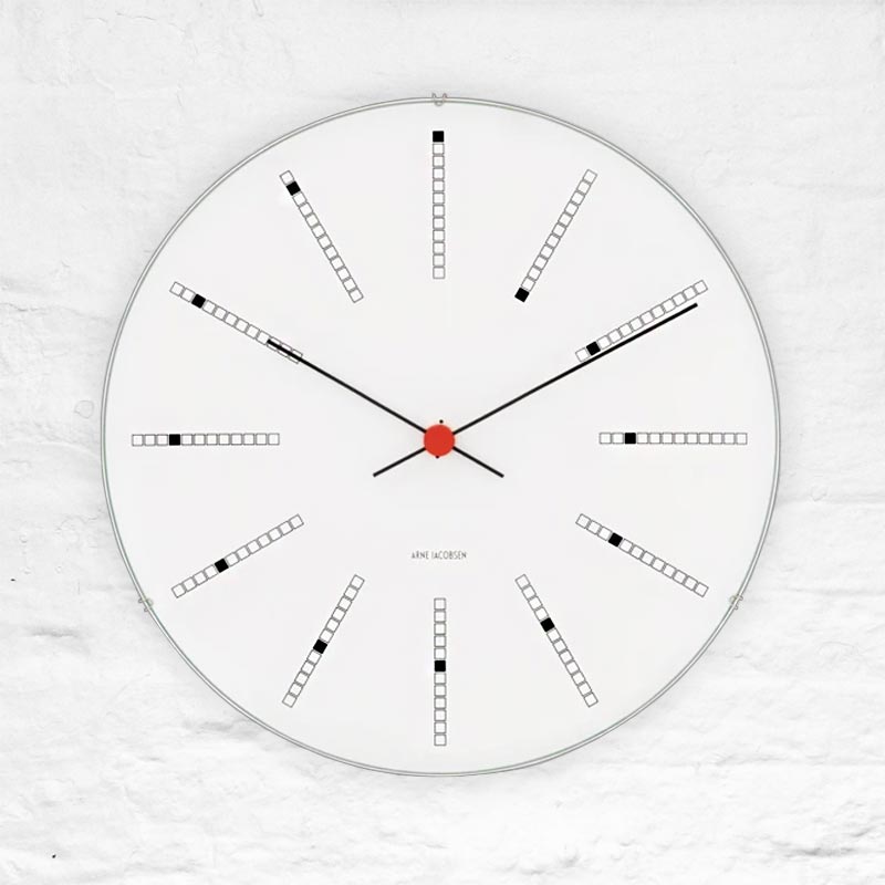 Bankers Wall Clock - 21cm - White / Black / Red - des. Arne Jacobsen