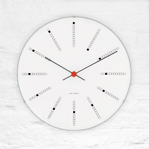 Bankers Wall Clock - 21cm - White / Black / Red - des. Arne Jacobsen