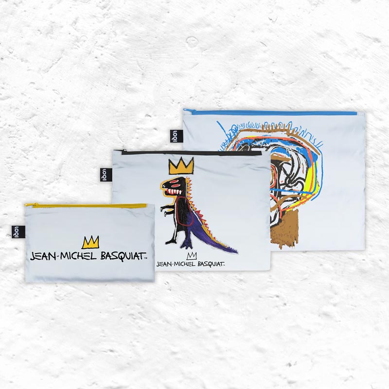 LOQI Reflective Zip-pockets - set of 3 - Jean-Michel Basquiat