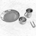 90042 Bauhaus Tea and Coffee Set (consisting of tray, creamer, sugar bowl, tongs), des. Marianne Brandt, part of Alessi's Bauhaus Archiv Series