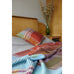 Beatrix Pinstripe 100% Merino Lambswool Throw - Orange / Blue - by Wallace Sewell