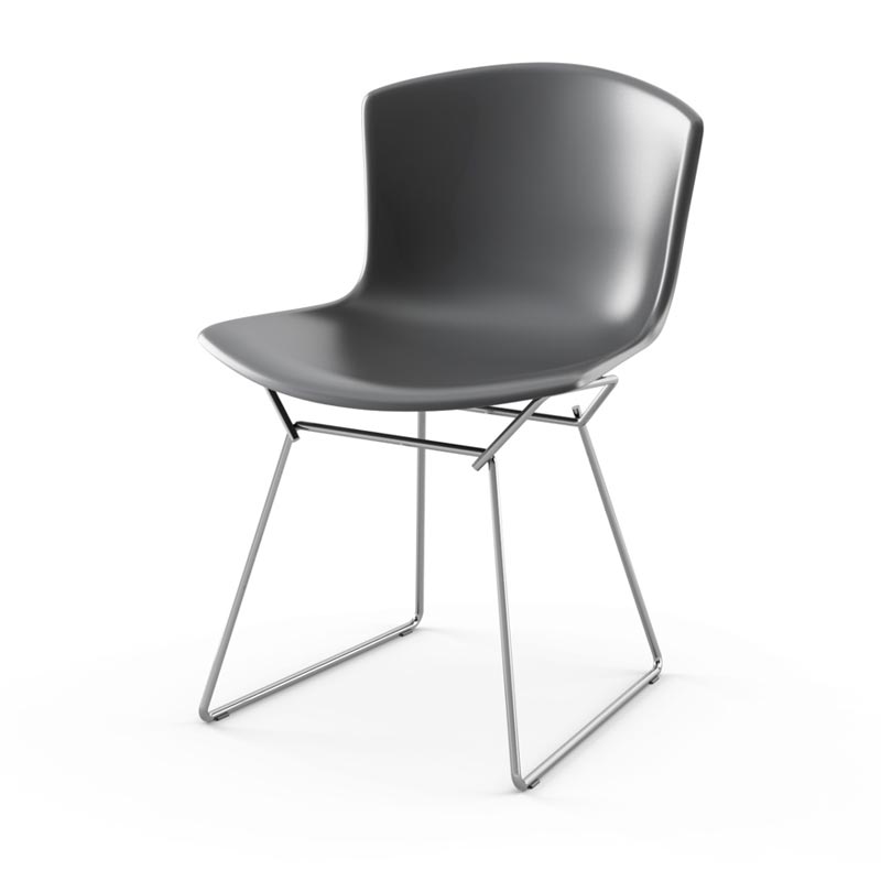Bertoia Plastic Side Chair des. Harry Bertoia, 1956 - grey shell / chrome base (made by Knoll)