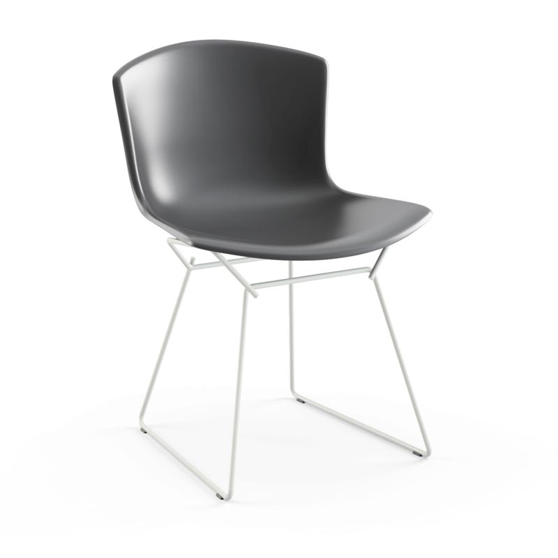 Bertoia Plastic Side Chair des. Harry Bertoia, 1956 - grey shell / white base (made by Knoll)