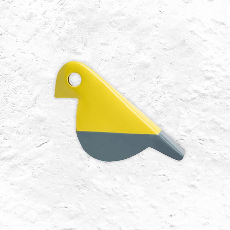 Bird figure - Glossy Yellow / Grey  (IKN 21) des. Aldo Bagni, 1970s, made by Nuove Forme (exclusive)
