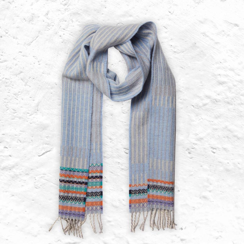 Bothy Periwinkle 100% Merino Lambswool Scarf by Wallace Sewell