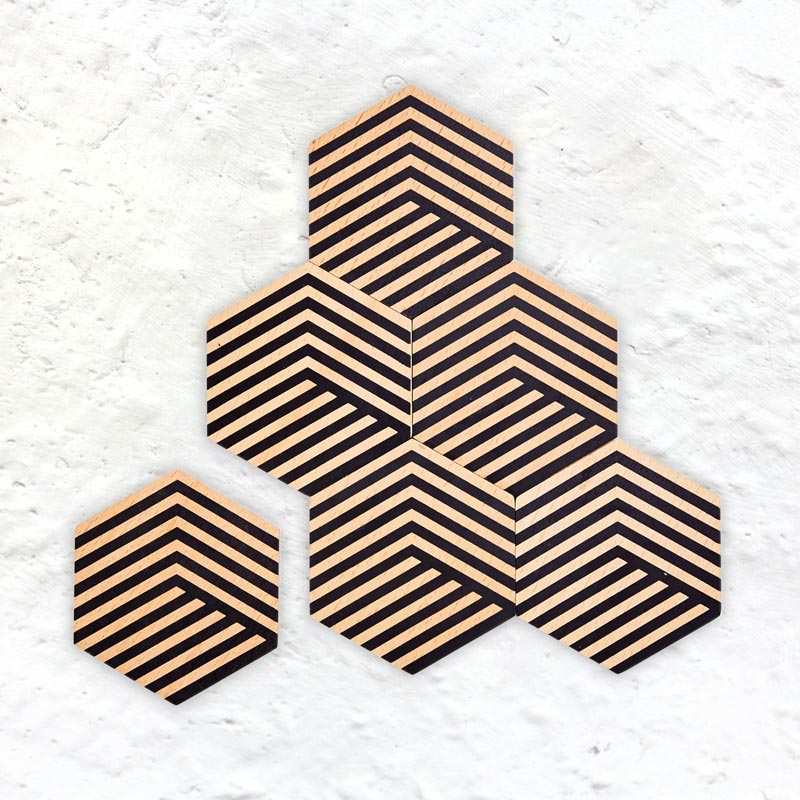 Table Tiles, Stripes - set of 6 coasters -des. Bower Studios.