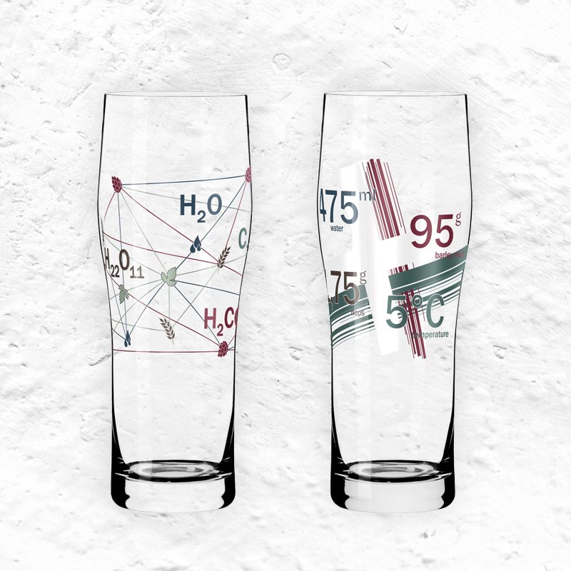 Brauchzeit Allround Beer Glass Set featuring Chemistry of Beer, des. by Weis Communications for Ritzenhoff