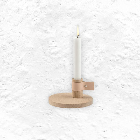 Bright Light Candle Holder - Natural Oak - by Ekta Living