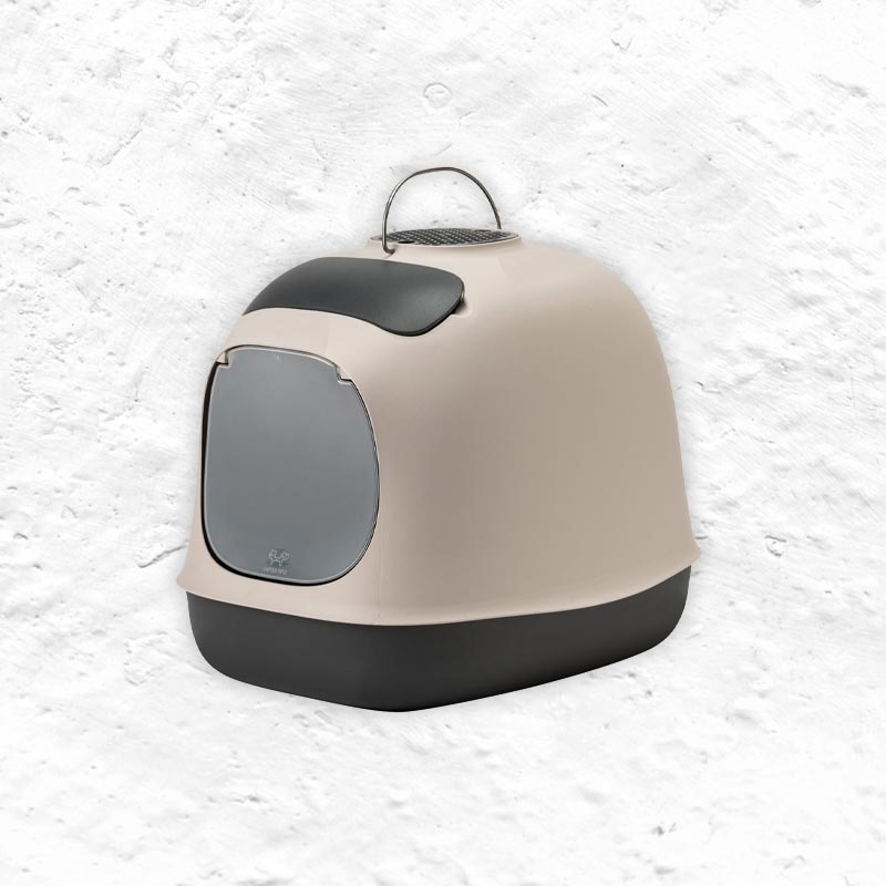 "Minù" Covered Cat Litter Tray with Scoop and Odor Filter - Dove Grey - by United Pets