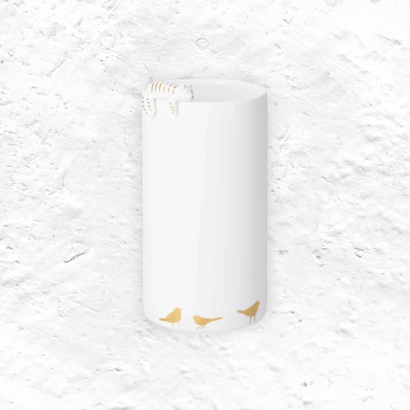 Porcelain Cat Vase 14cm