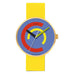 Centum Watch - Leather Band - Blue red / yellow Dial - by Walter Gropius Watches