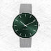 City Hall watch des. Arne Jacobsen - 40mm diameter, Green dial, matt steel mesh band