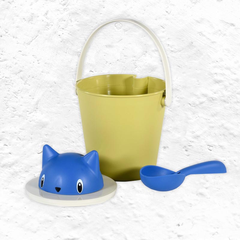 "Crick" Cat Dry Food Container with Scoop - Blue / Yellow