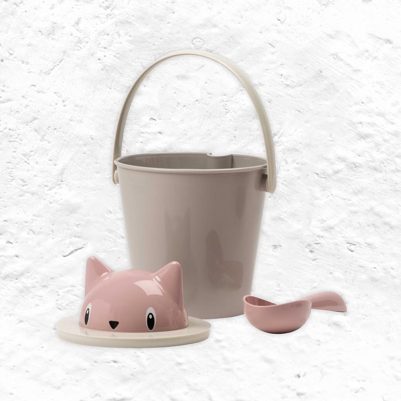 "Crick" Cat Dry Food Container with Scoop - Pink / Dove grey