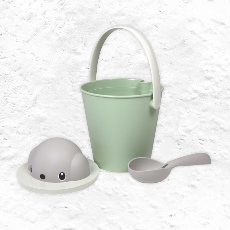 "Crock" Dog Dry Food Container with Scoop - Dove grey / Green