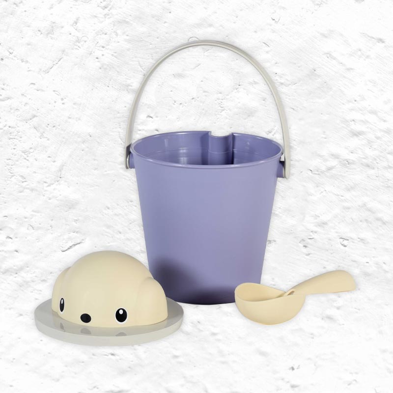 "Crock" Dog Dry Food Container with Scoop - Ivory / Lilac