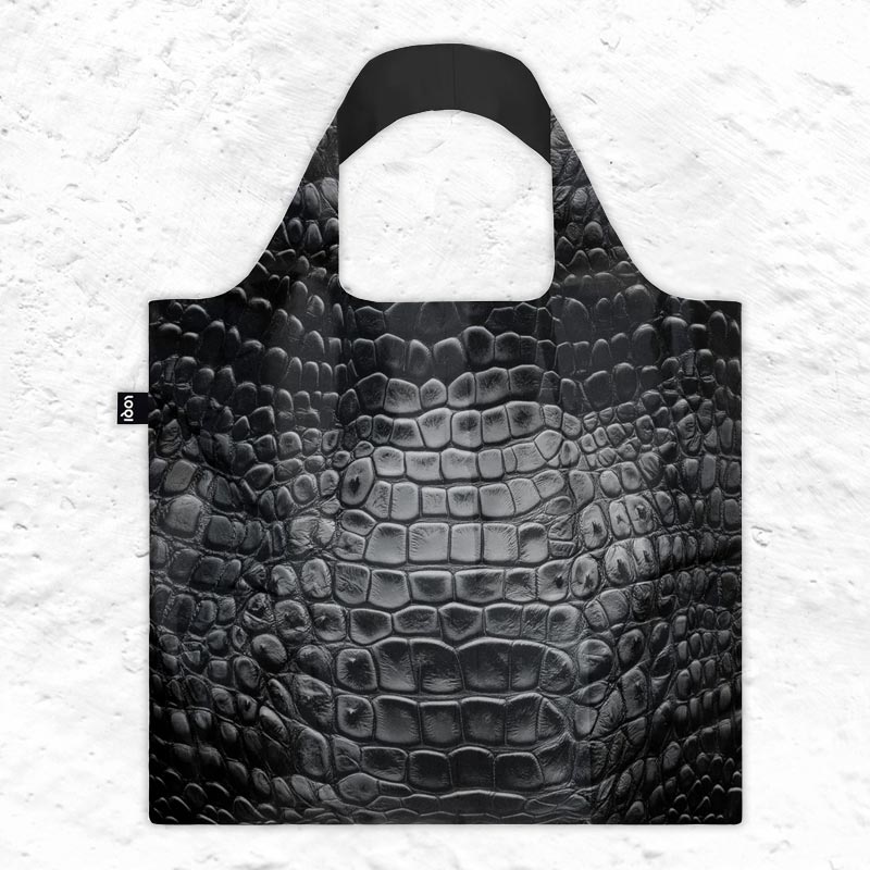 LOQI Foldaway Shopping Bag - Crocodile Black