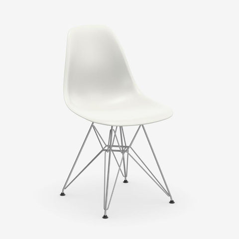 DSR Plastic Side Chair des. C&R Eames, 1950 - white shell / chrome legs (made by Vitra)