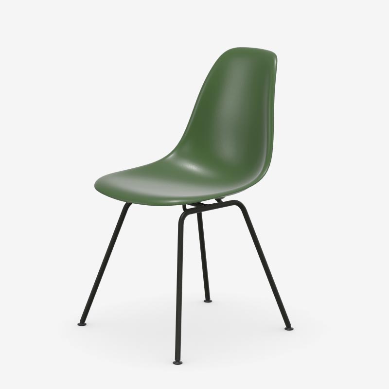 DSX RE Plastic Side Chair des. C&R Eames, 1950 - forest shell / black legs (made by Vitra)