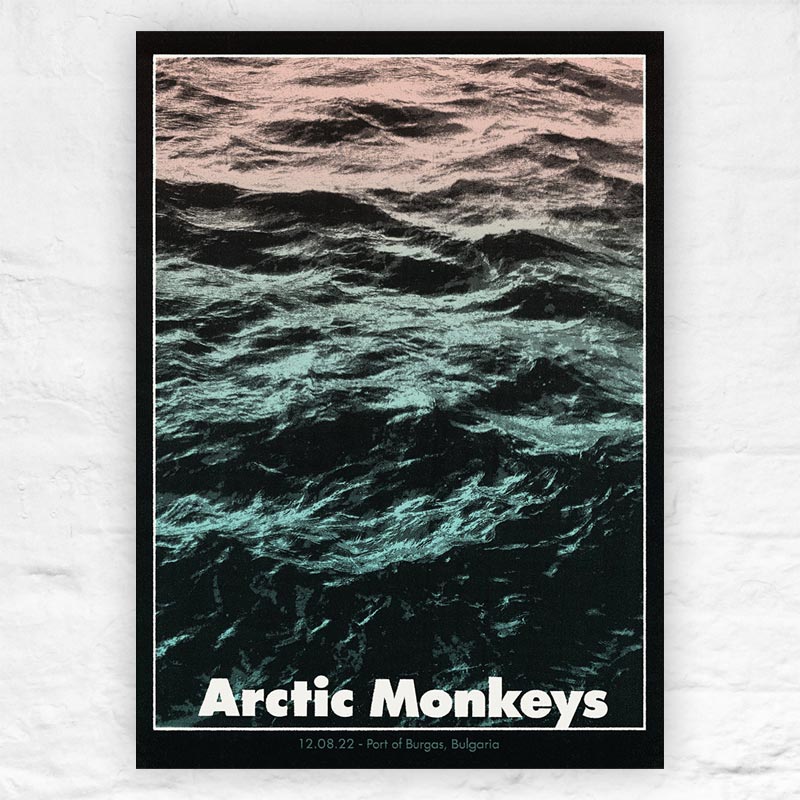 Arctic Monkeys, Burgas poster by Tommy Davidson-Hawley - hand pulled 4 colour screenprint, artist's proof