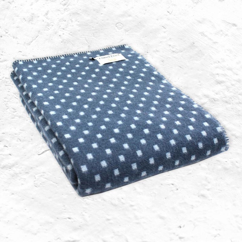 Pure New Wool Throw - Dot - Slate & Duck Egg Blue - by Tweedmill