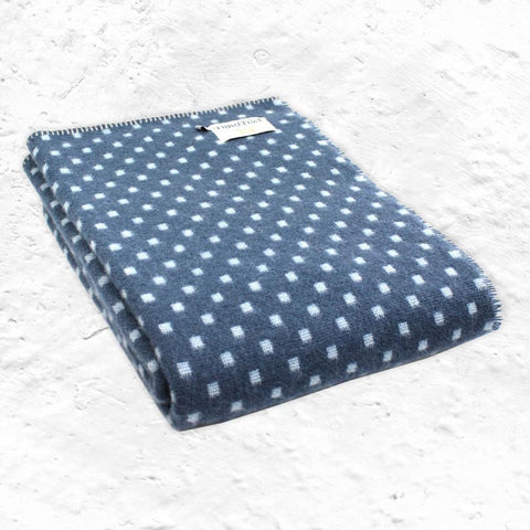 Pure New Wool Throw - Dot - Slate & Duck Egg Blue - by Tweedmill