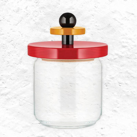 Twergi Storage Jar, 75cl - Black, Yellow and Red, des. Ettore Sottsass for Alessi