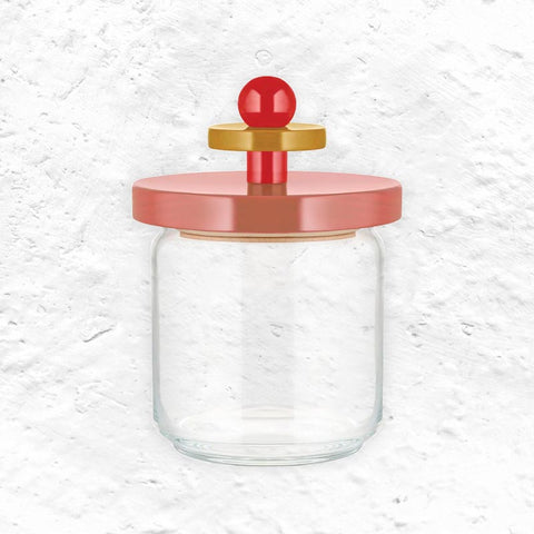 Twergi Storage Jar,  75cl - Red, Pink & Yellow - des. Ettore Sottsass for Alessi