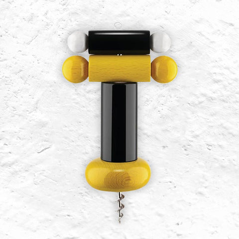 Twergi Corkscrew - White, Yellow & Black - des. Ettore Sottsass for Alessi, 1989 (2021 reissue)