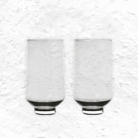 FLOW Set of 2 Drinking Glasses - 14cm, 400 ml - Smoke - des. Theresa Rand for blomus