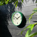 Factory Outdoor Wall Clock - Green - Weather-Ready Station with Hygrometer and Temperature, by Cloudnola