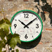 Factory Outdoor Wall Clock - Green - Weather-Ready Station with Hygrometer and Temperature, by Cloudnola