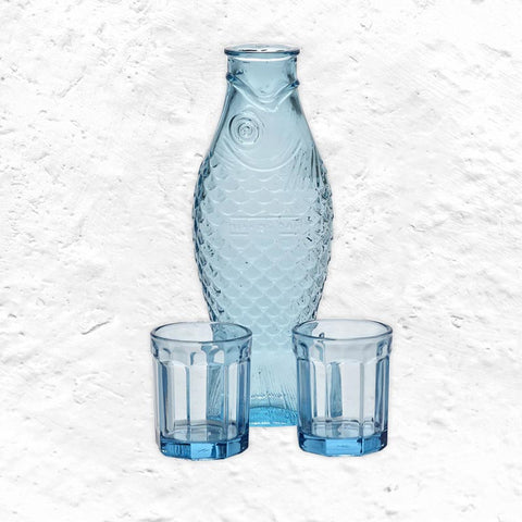 Fish & Fish Carafe & 2 Glasses Set - Light Blue - des. Paola Navone for Serax