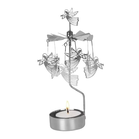 Angel Chime 'Flying Angel' Silver Tealight Holder