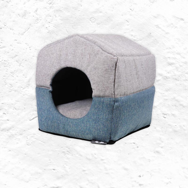 "Chalet" Foldaway Dog and Cat House / Bed - Aquamarine / Grey - by United Pets Sand