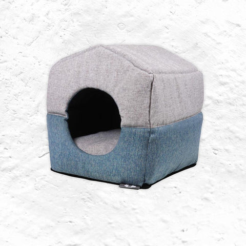 "Chalet" Foldaway Dog and Cat House / Bed - Aquamarine / Grey - by United Pets Sand