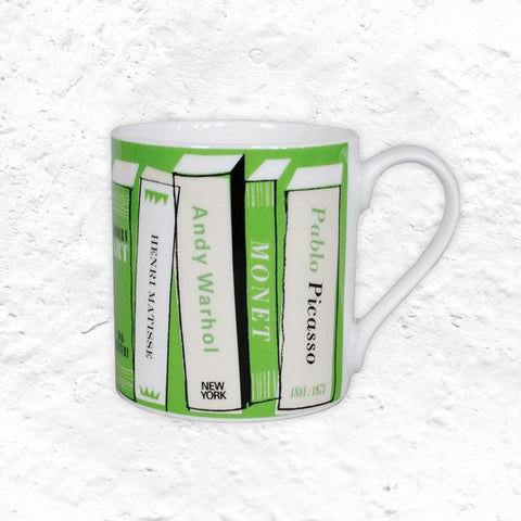 Gallery Mug - Books Green - Bone China decorated in Stoke-on-Trent by Repeat Repeat