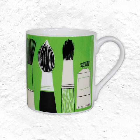 Gallery Mug - Brushes Green - Bone China decorated in Stoke-onTrent by Repeat Repeat